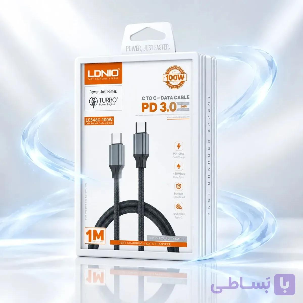 کابل شارژ فست تایپ‌ سی LDNIO مدل LC441C-100W — تصویر 1