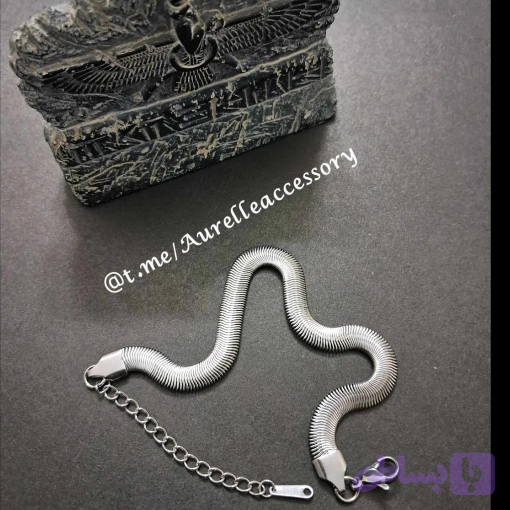 دستبند ماری استیل نقره‌ای ضدحساسیت و رنگ ثابت — تصویر 1