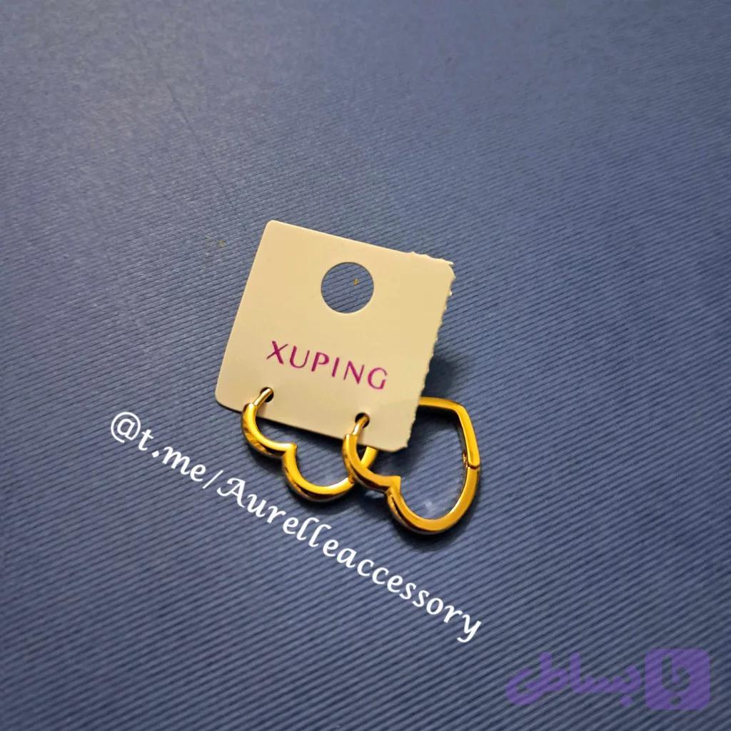گوشواره قلبی ژوپینگ (Xuping) رنگ ثابت و ضد حساسیت طرح طلا — تصویر 1