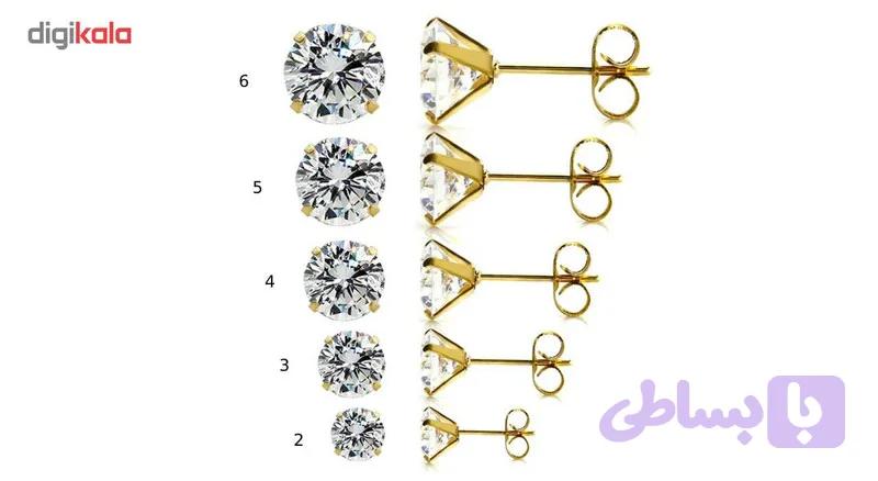 گوشواره میخی طرح تک نگین مدل 458 سایز 2 — تصویر 1
