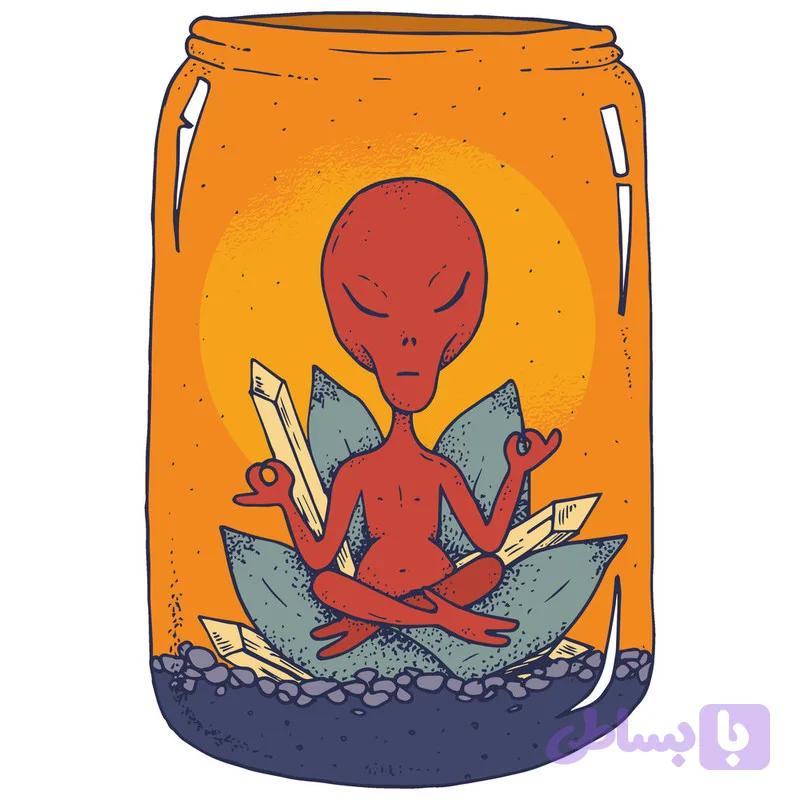 استیکر لپ تاپ وی وین آرت طرح Alien Meditation مدل P42 تولیدی مستر لوکسینو
