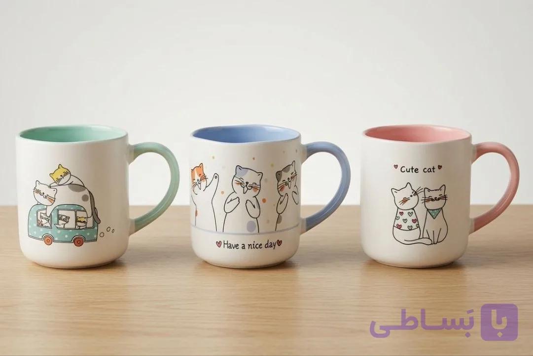 ماگ داخل رنگی لبه موج حیوانات گروهی — تصویر 1