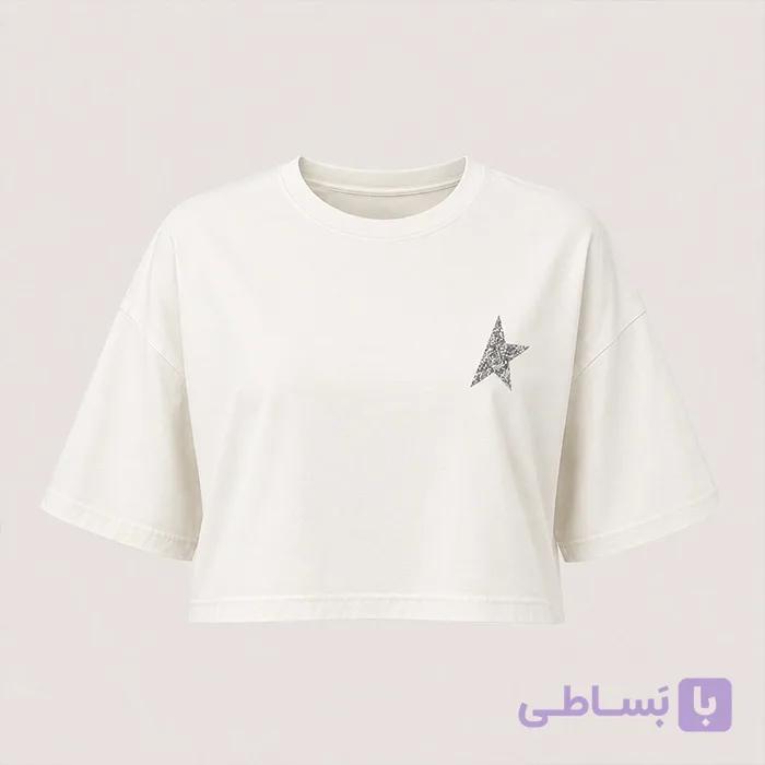 تیشرت باکسی زنانه گلدن گوس نقره ای — تصویر 1