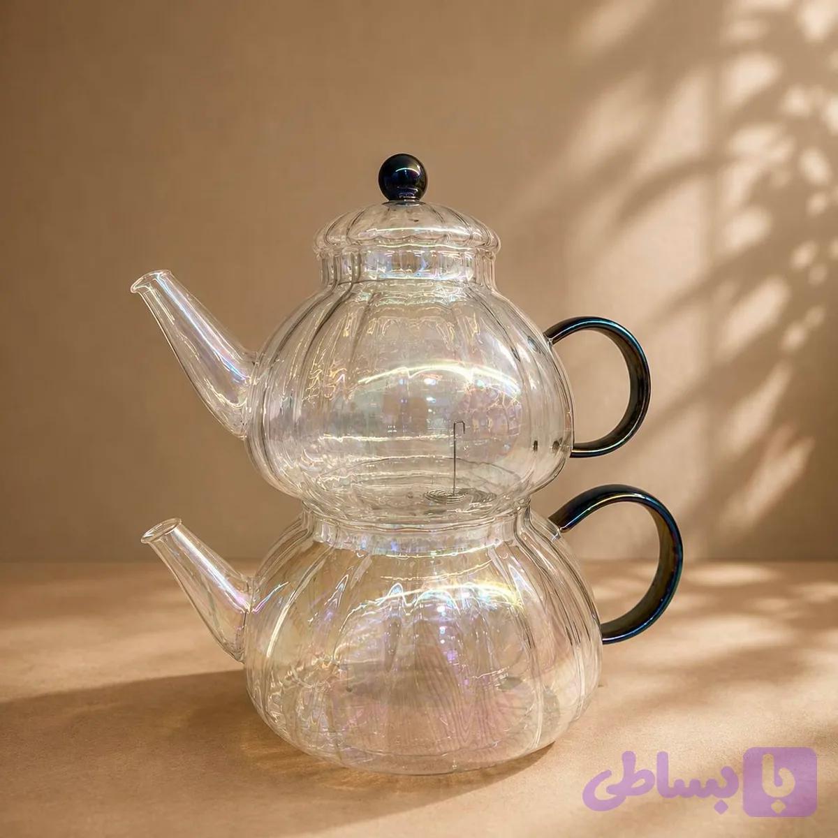 کتری قوری پیرکس دسته رنگی — تصویر 1