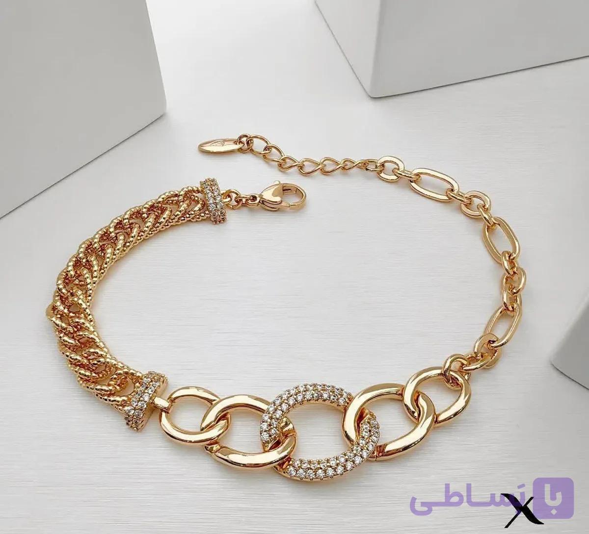 دستبند زنانه ژوپینگ کد 1117 | طلایی با آبکاری طلا 18 عیار