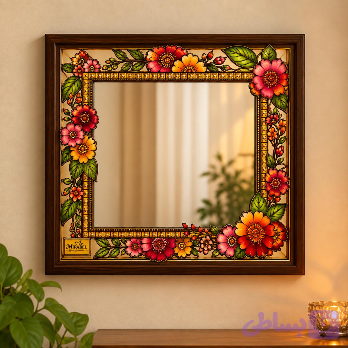 آینه ویترای گلستان طرح برجسته رنگ ثابت
