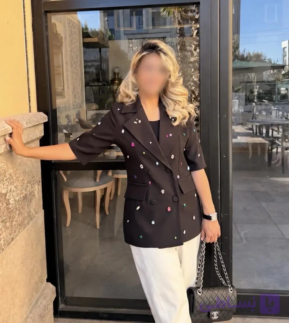 کت آستین کوتاه جواهر دوزی زنانه کد 0067 — تصویر 1