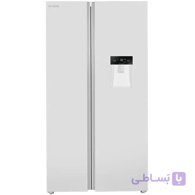 یخچال فریزر ساید بای ساید ایکس ویژن TS552 ظرفیت ۲۸ فوت سفید — تصویر 1