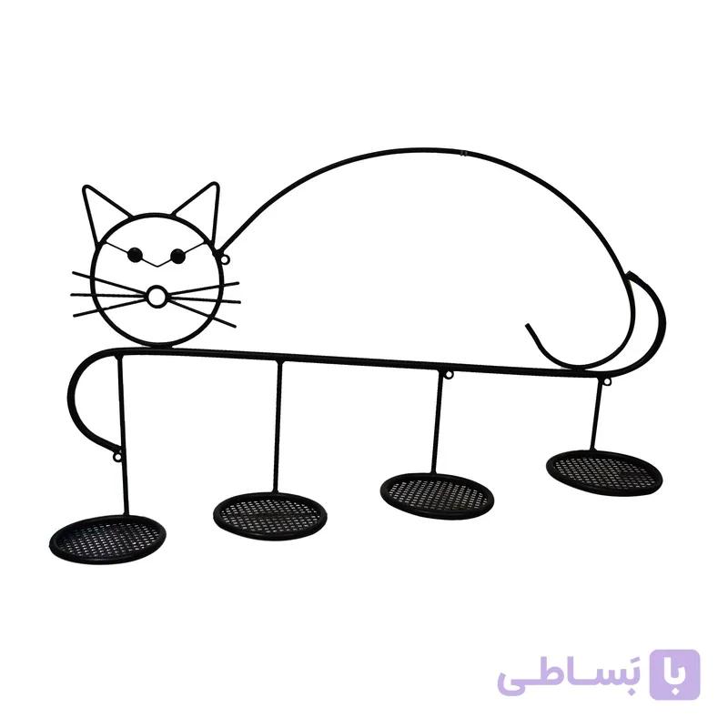 استند گلدان دیواری طرح گربه مادر با 4 جاگلدانی مدل S7 — تصویر 1