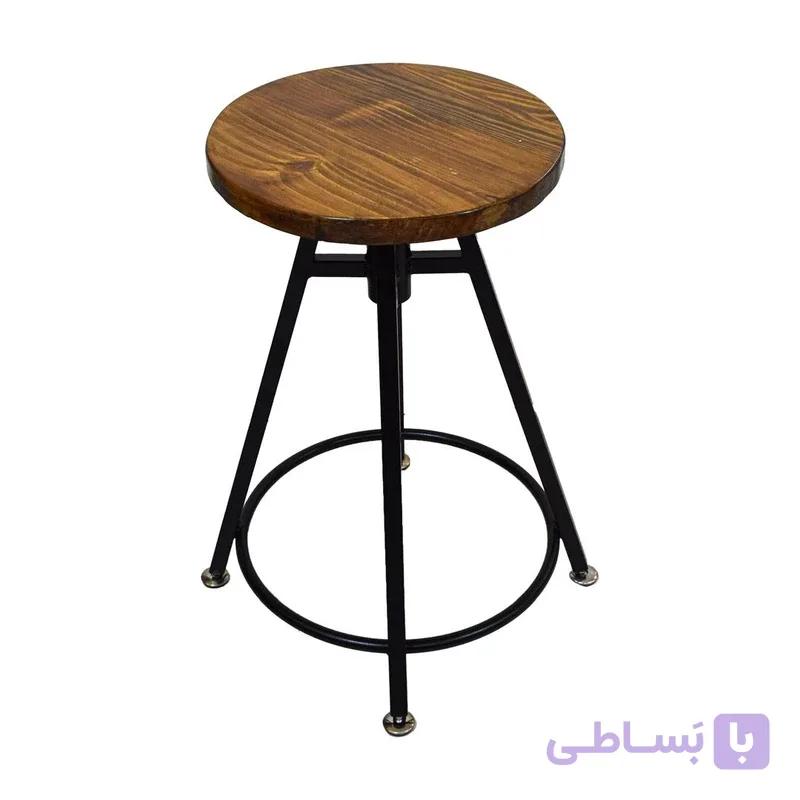 صندلی اپن فلزی گرد بدون پشتی با کفی چوبی مدل CH1 — تصویر 1