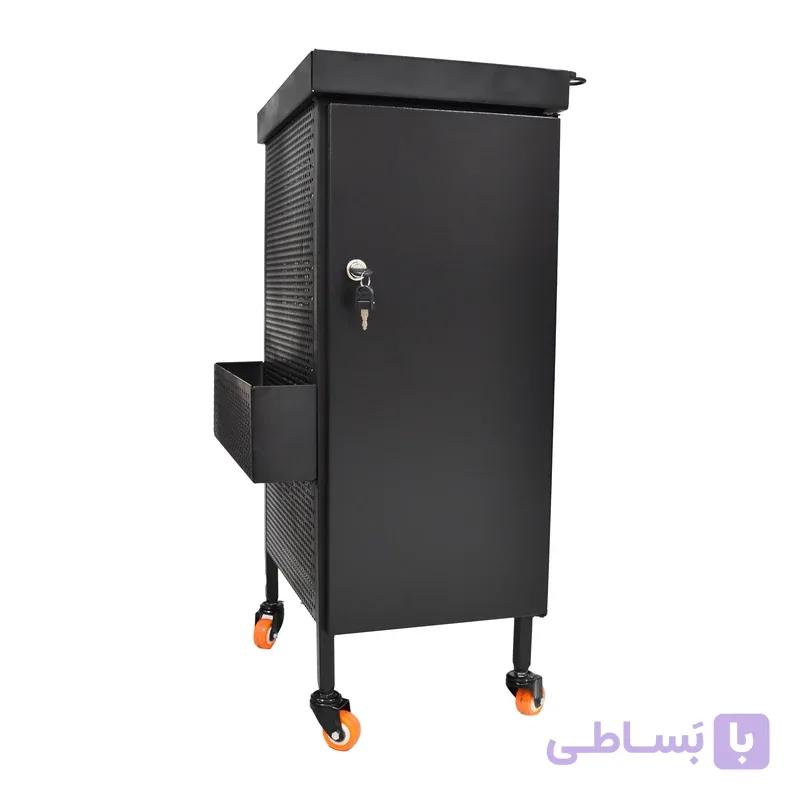 ترولی آرایشگاهی چهارطبقه فلزی با درب قفلدار مدل D2 — تصویر 1
