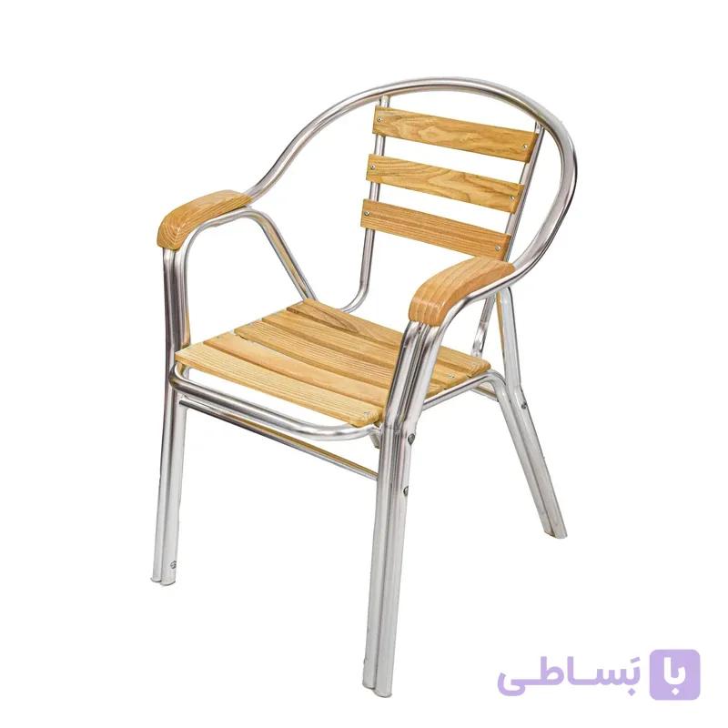 صندلی آلمینیومی با المان های چوبی مدل CH2 — تصویر 1