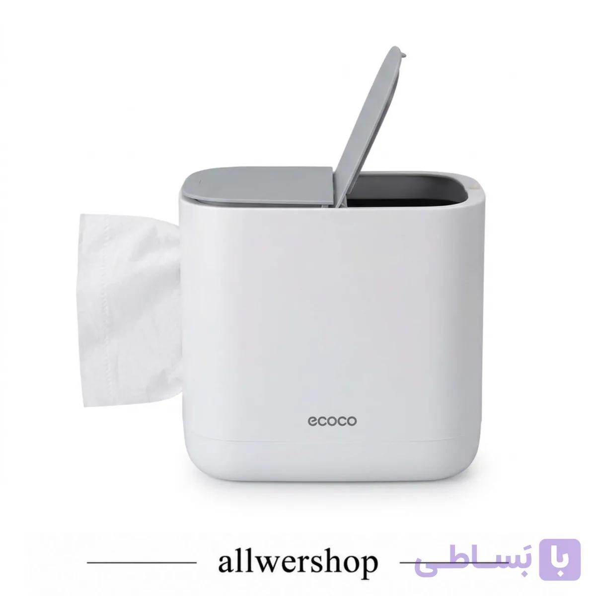 جا دستمال کاغذی و سطل زباله رومیزی ECOCO مدل KIT-531 دوکاره | جا دستمالی و سطل زباله رومیزی — تصویر 1