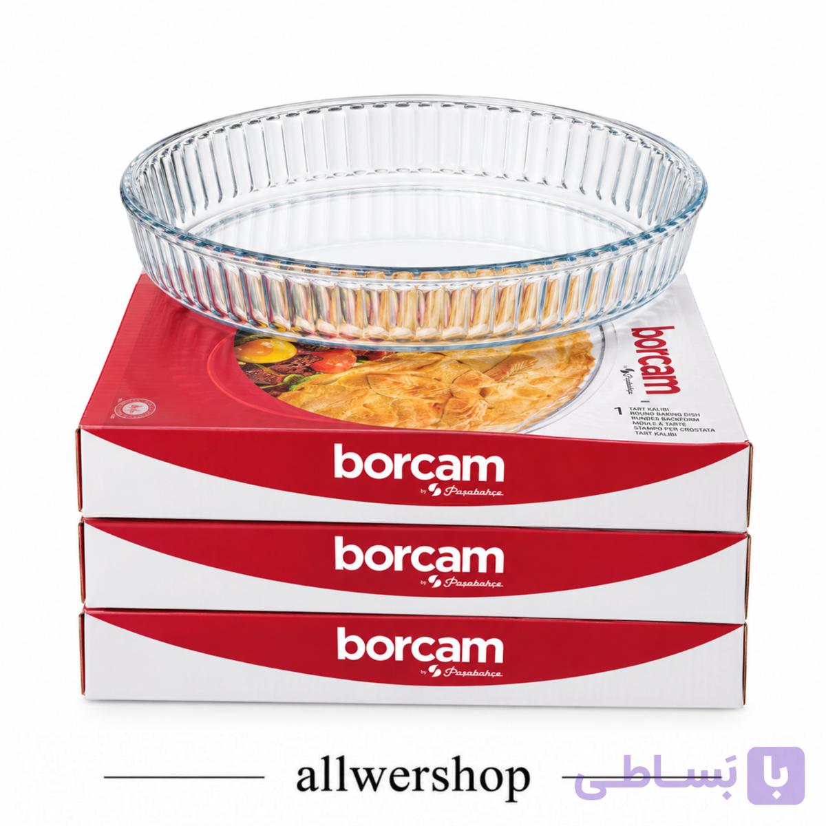 تابه پیرکس گرد Borcam مدل 59044 پاشاباغچه | ظرف پیرکس فر و مایکروویو ۲۶ سانتی — تصویر 1