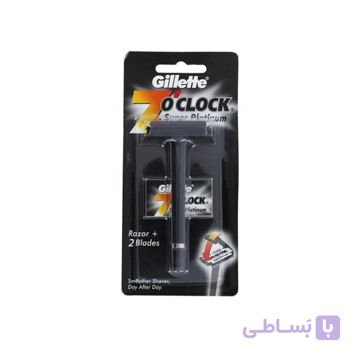 خود تراش مردانه ژیلت مدل Super Platinum 7O’clock به همراه تیغ یدک بسته 2 عددی