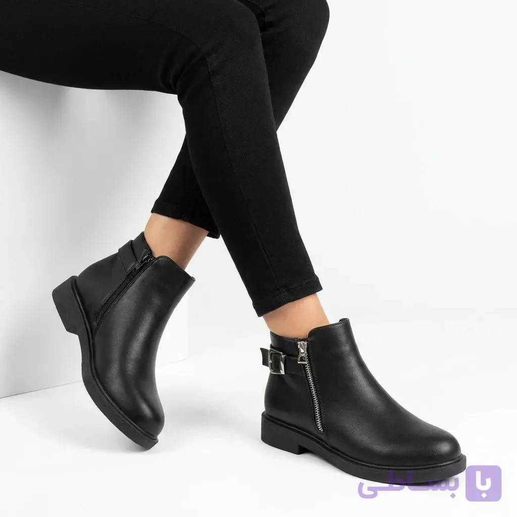 نیم بوت زنانه ساق کوتاه مدل تک سگگ — تصویر 1