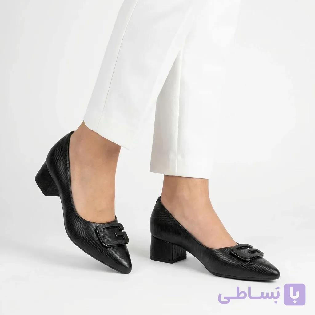 کفش مجلسی زنانه پشت باز پاشنه 3 سانت مدل خطی — تصویر 1