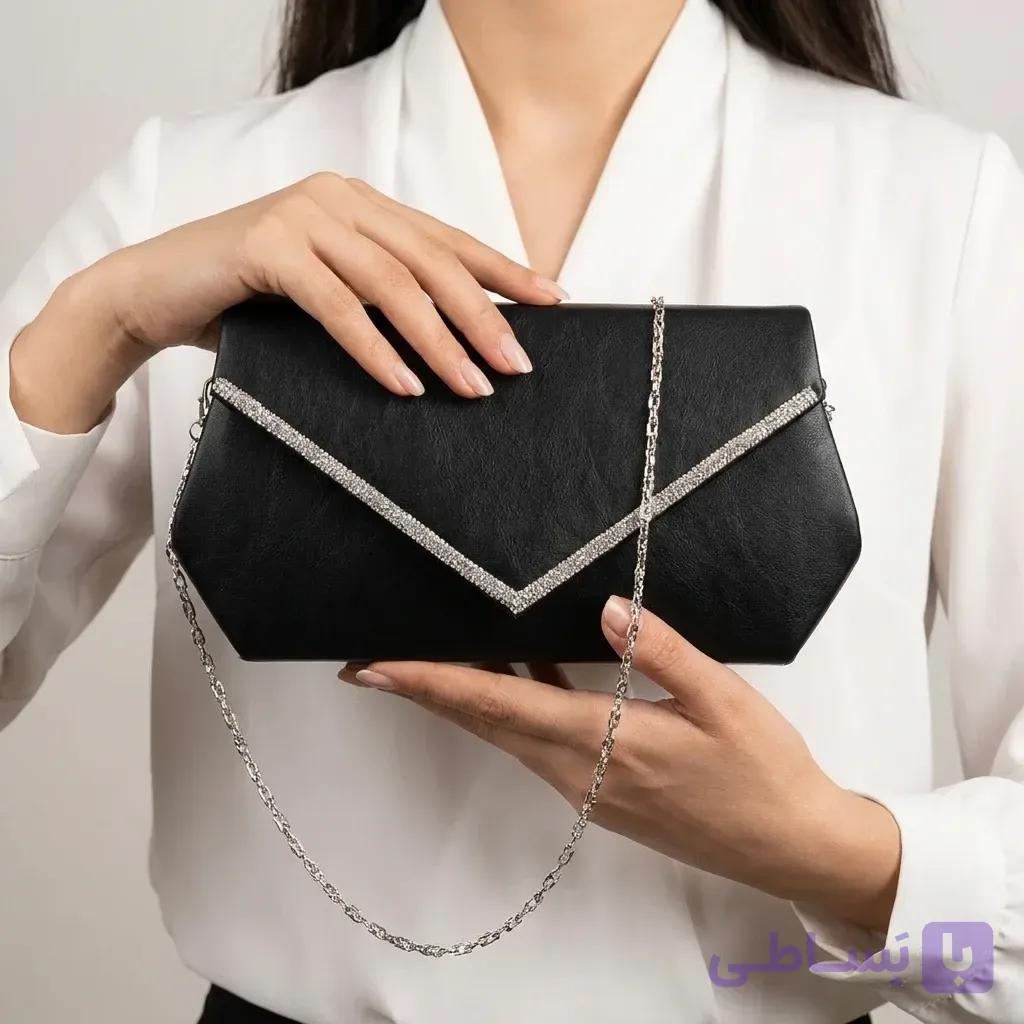 کیف مجلسی زنانه لبه نگینی — تصویر 1