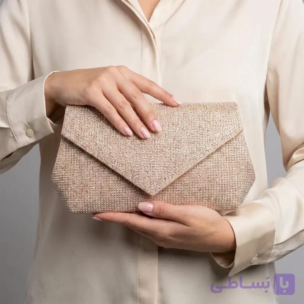 کیف مجلسی زنانه رزگلد مدل پاکتی — تصویر 1