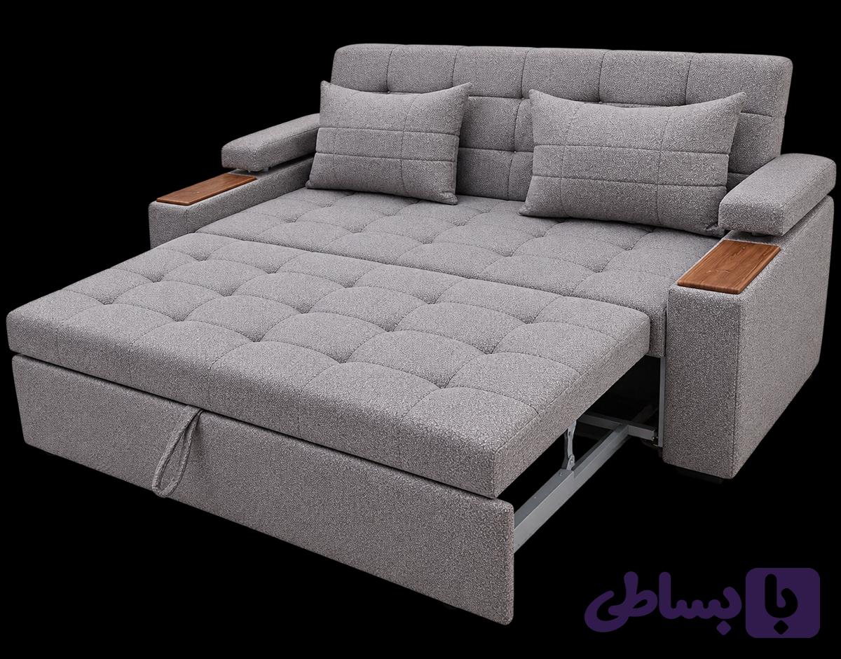 مبل تختخوابشو دونفره مدل ریلی عرض ۱۶۰ | راحت و کم‌جا