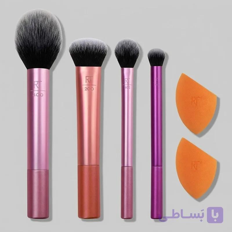 ست براش و پد آرایشی ریل تکنیک 6تیکه دو پد آرایشی