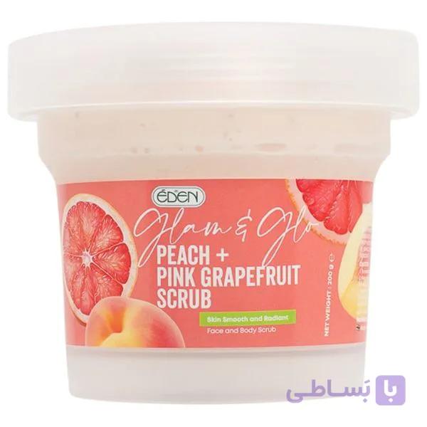 اسکراب صورت و بدن هلو و گریپ‌فروت EDEN Glam & Glow  EDEN Glam & Glow Peach + Pink Grapefruit Scrub