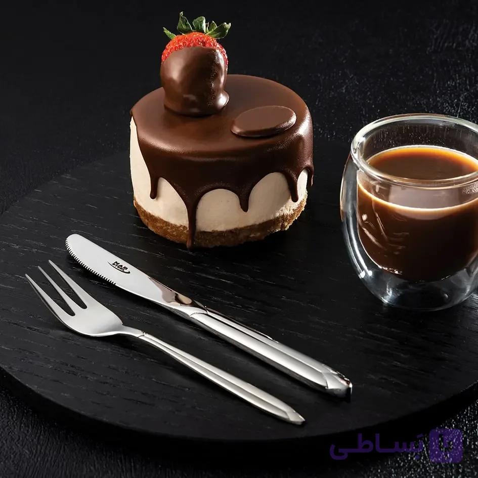 سرویس کارد و چنگال میوه‌خوری 12 پارچه استیل و طلایی براق مدل پالرمو