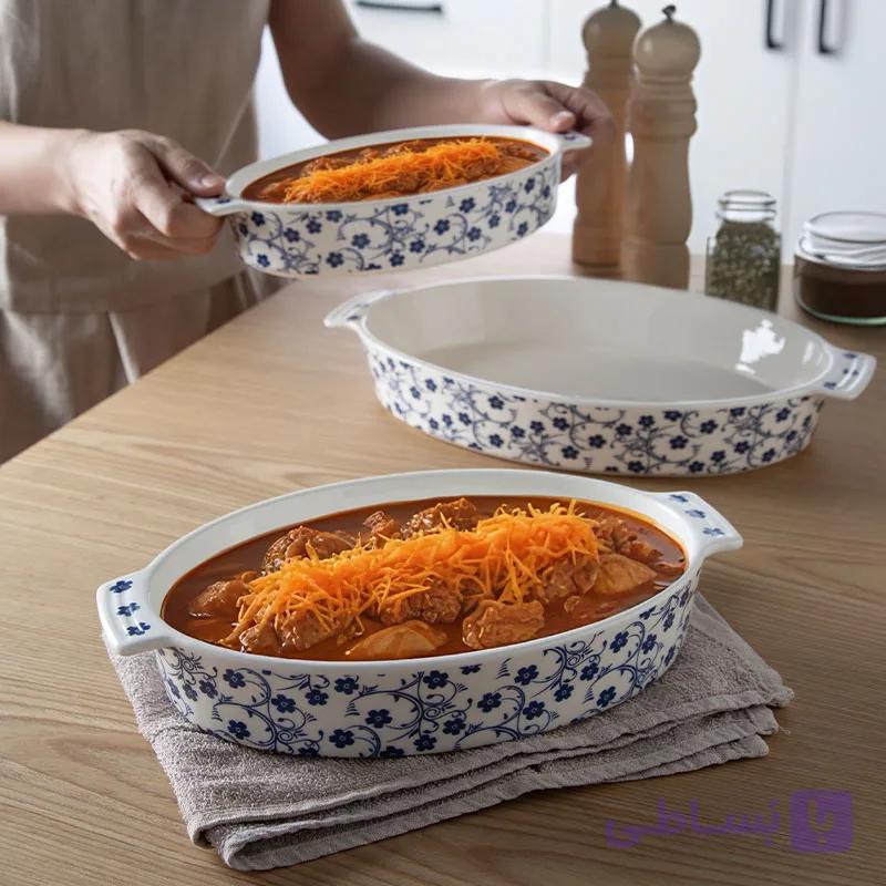 ست مرغ خوری بیضی شکوفه آبی — تصویر 1