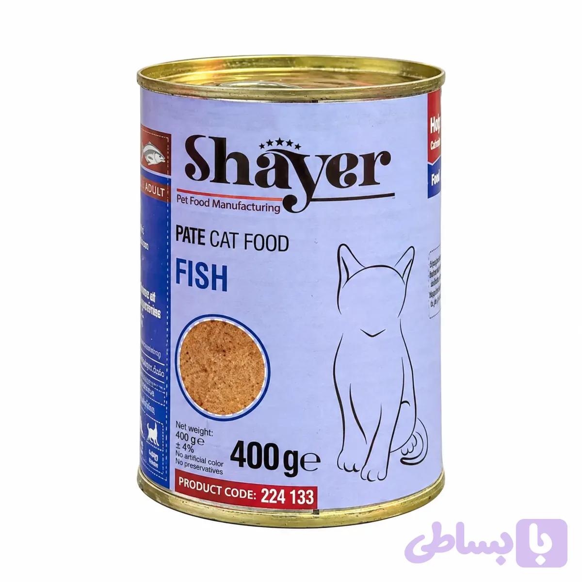 کنسرو پته گربه بالغ شایر با طعم ماهی ۴۰۰ گرم (Shayer Pate Adult Wet Cat Food with Fish Flavor)