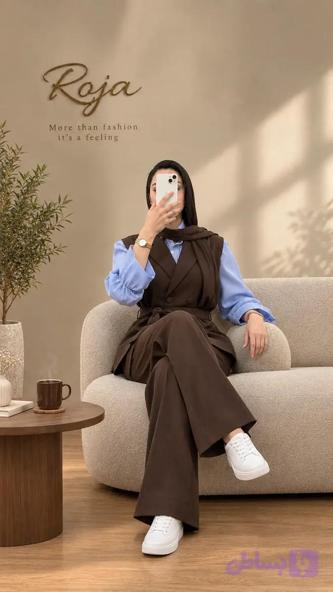 1372|سه تیکه وِست شومیز شلوار مدل رویا — تصویر 1