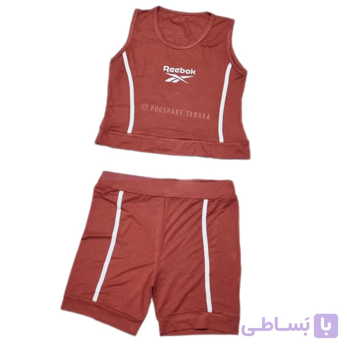 عمده پک 10 عددی (5 رنگ) – ست تاپ وشورتک زنانه چاپ طرح reebok — تصویر 1