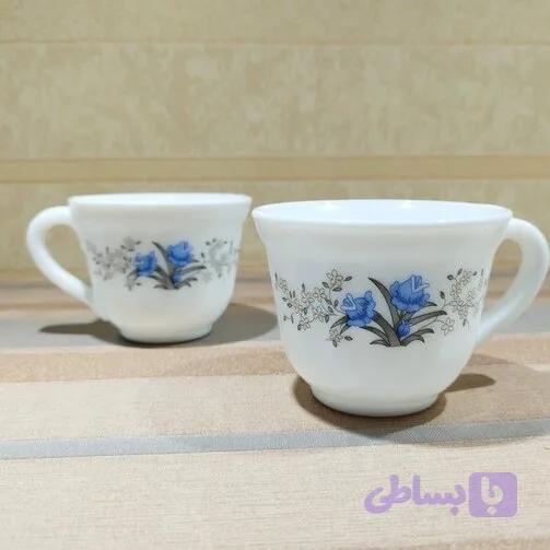 فنجان آرکوپال کد 120 فنجان گل آبی چایی پذیرایی مارک پارس اپال دست 6 تایی