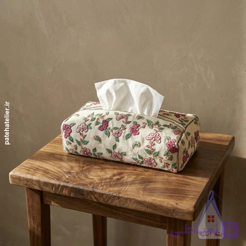 کاور پته دوزی دستمال کاغذی طرح نیلا — تصویر 1