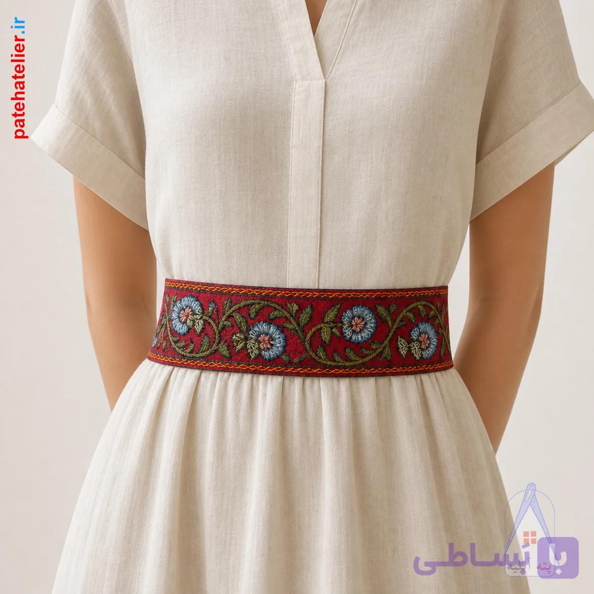 کمربند پته دوزی طرح نیلوفر — تصویر 1
