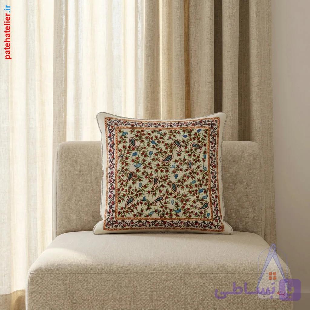 کاور پته دوزی کوسن طرح دشت گل — تصویر 1