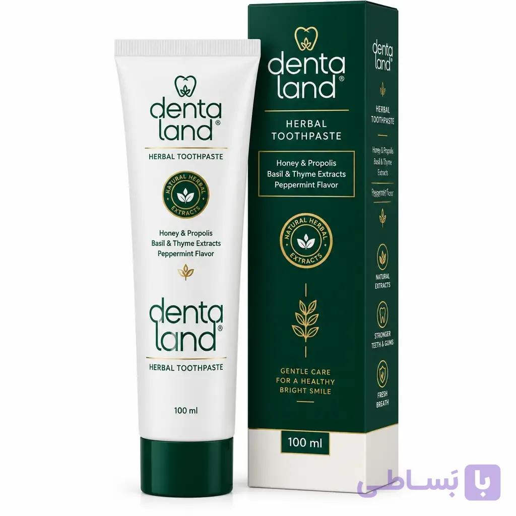 خمیردندان گیاهی دنتالند حاوی عصاره ریحان و آویشن با طعم نعناع