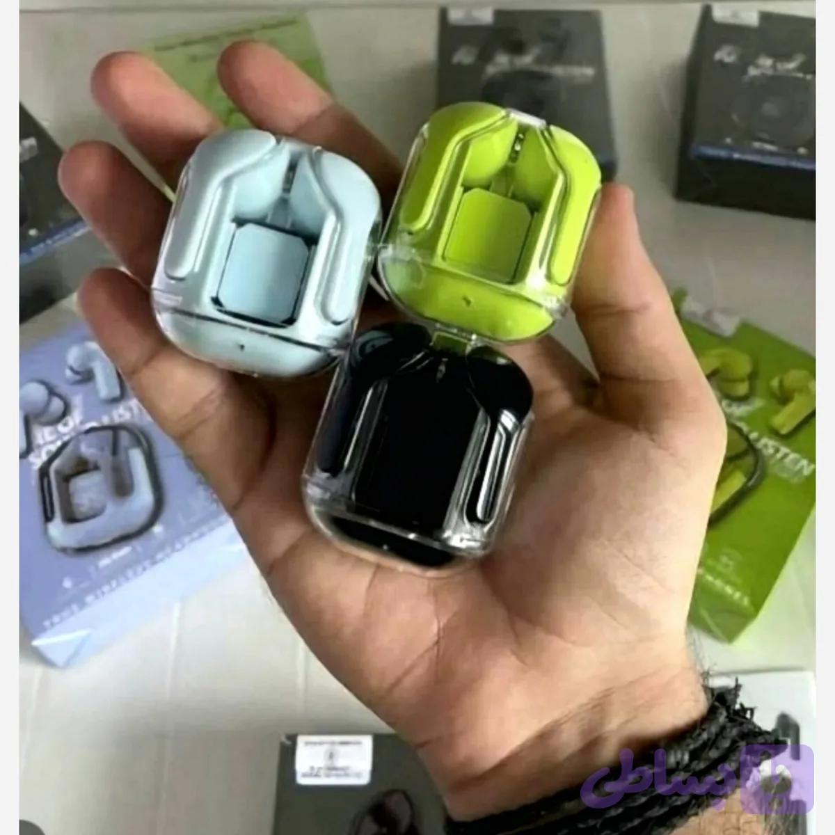 ایرپاد هندزفری شیشه ای Ultrapods Max دارای ANC و LCD ترنس پرنت و طراحی ارگونومی (فروش تک به قیمت عمده)