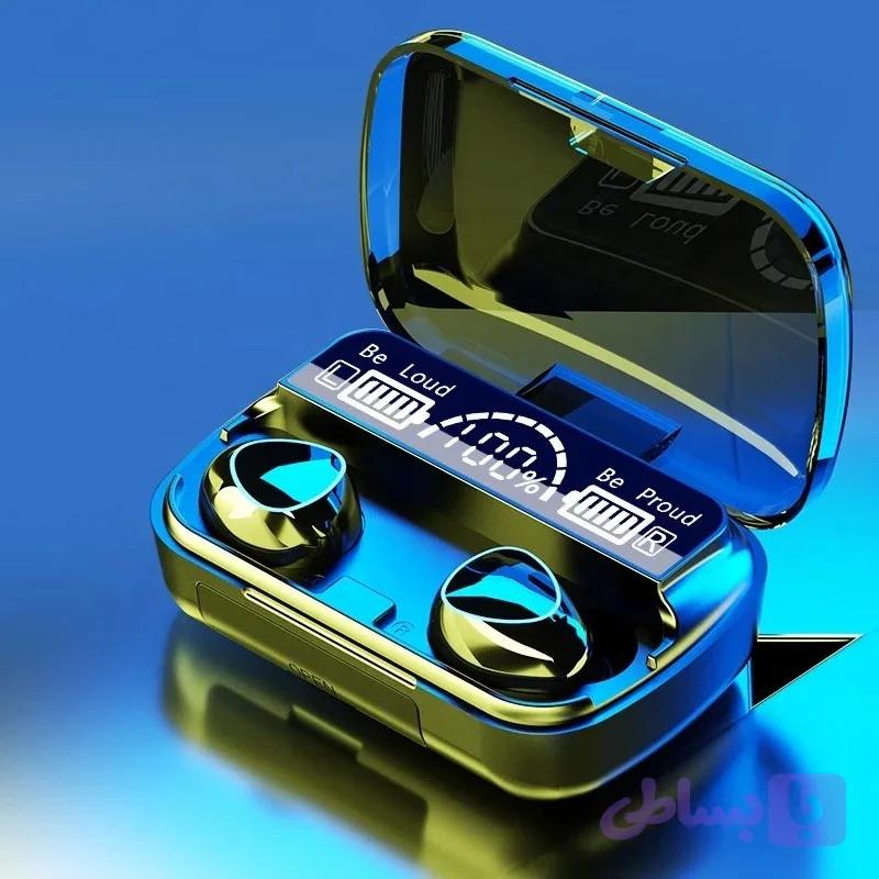 هدفون بلوتوثی مدل m 10 ایرپاد هدست هندزفری پاوربانک هولدر شارژر ساعت هوشمند