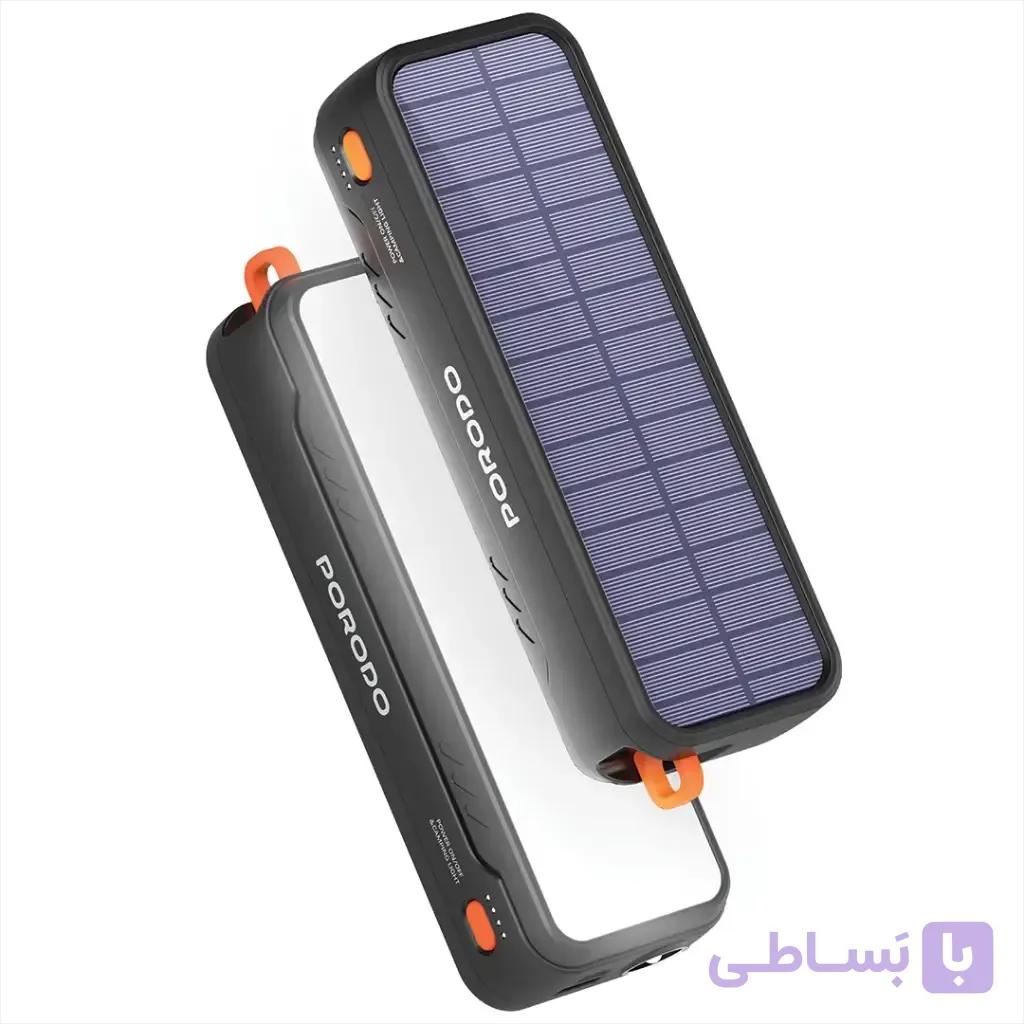 پاوربانک خورشیدی پورودو 20000mAh مدل PDPBAS149BK با شارژ سریع 22.5W — تصویر 1
