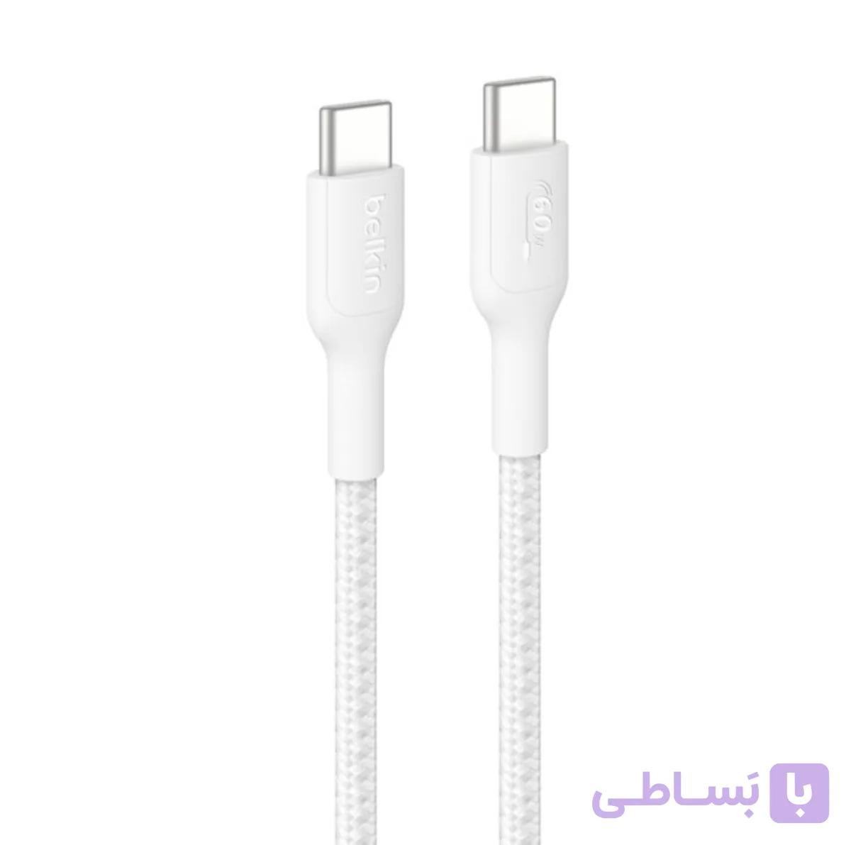 کابل USB-C به USB-C بلکین BoostCharge Pro، روکش بافته‌شده، توان ۶۰ وات، طول ۱ متر — تصویر 1
