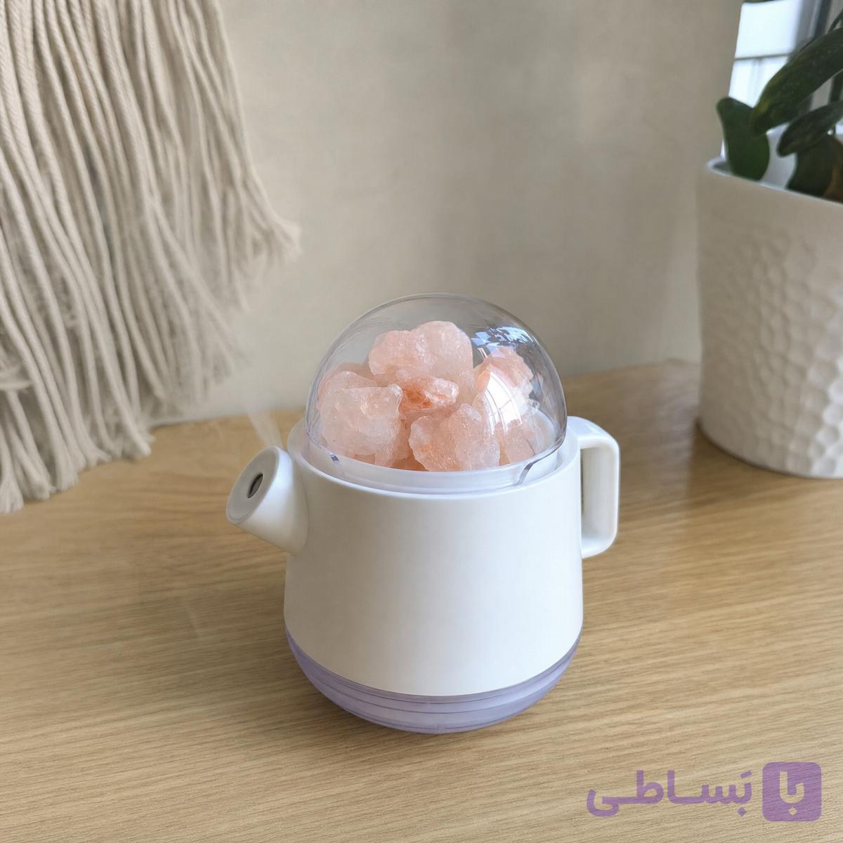 خرید دستگاه بخور سرد اولتراسونیک و رطوبت ساز هوشمند طرح قوری Achievers با سنگ نمک هیمالیا و نورپردازی RGB اورجینال — تصویر 1
