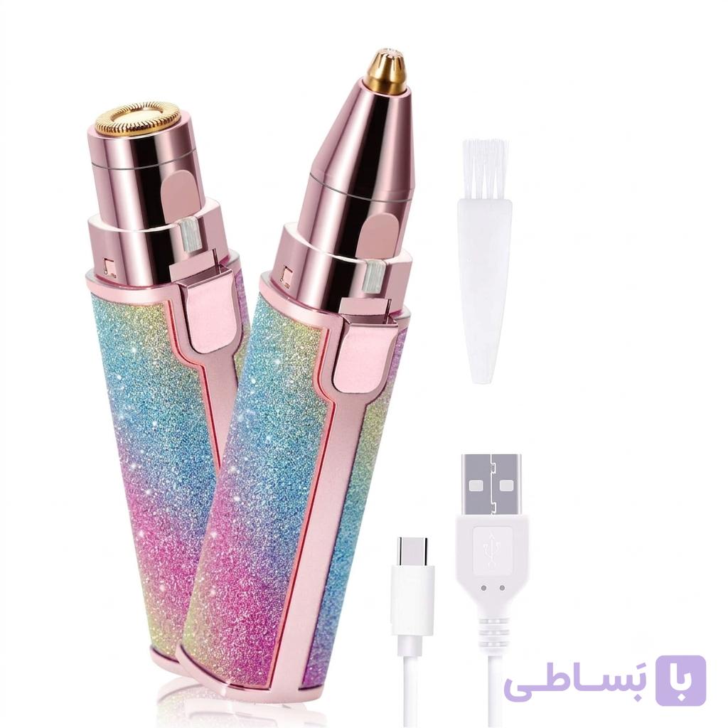 شیور و موزن ۲ کاره شارژی صورت و ابرو طرح ماتیکی اکلیلی اورجینال — تصویر 1