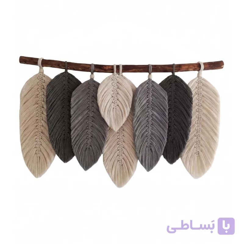 آویز برگ مکرومه دیواری مدل دستباف کد 0055