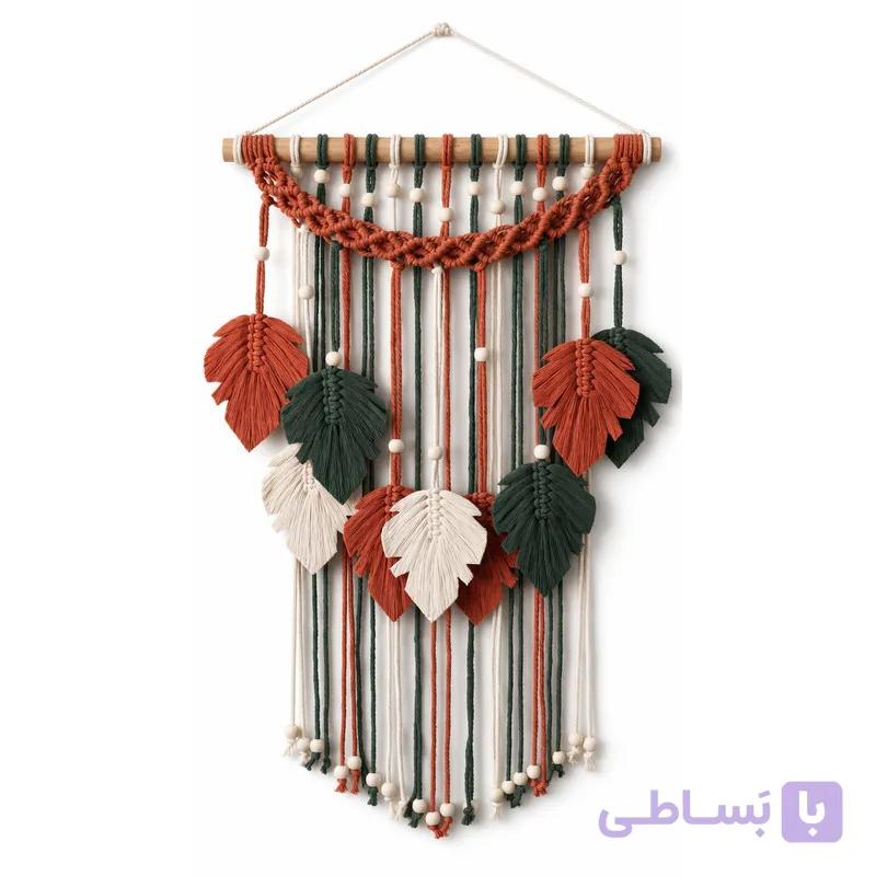 آویز برگ انجیری مکرومه مدل راچا کد 0054