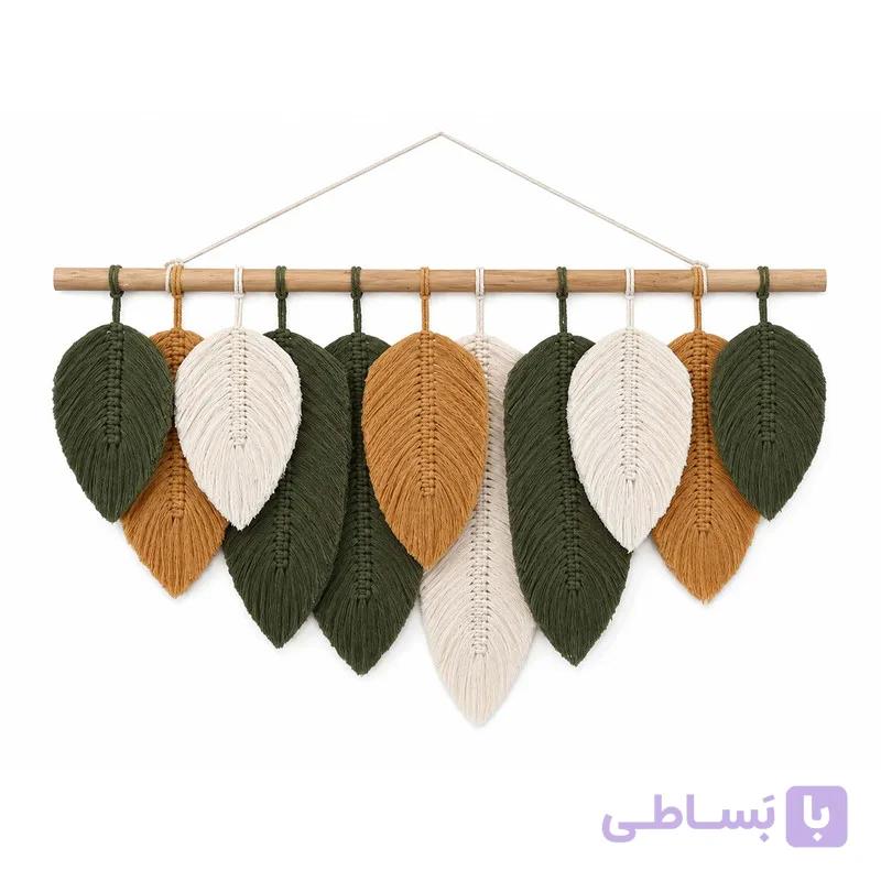 آویز برگ مکرومه چندرنگ کد 0056