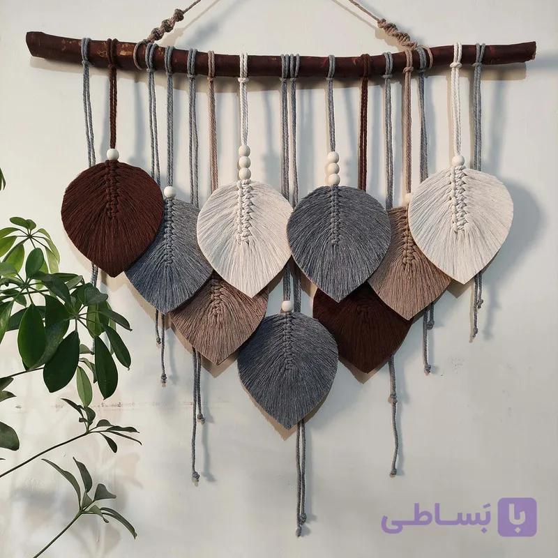 آویز برگ مکرومه مدل دیوارکوب کد 0014