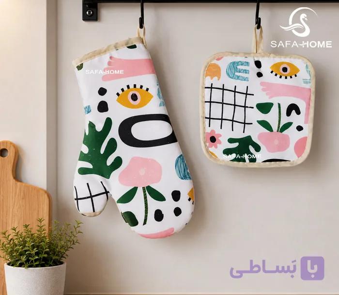 ست 2 تکه دستکش فر و دستگیره آشپزخانه کتان خارجی — تصویر 1