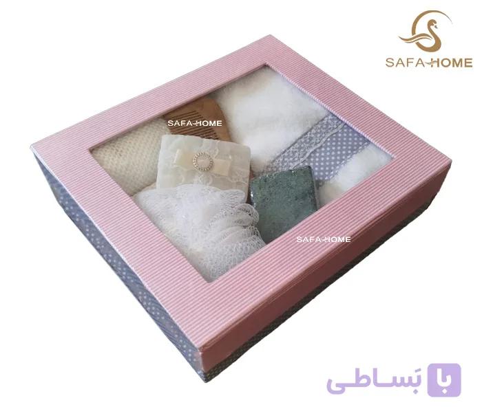 باکس لوازم حمام طرح خطی صورتی — تصویر 1
