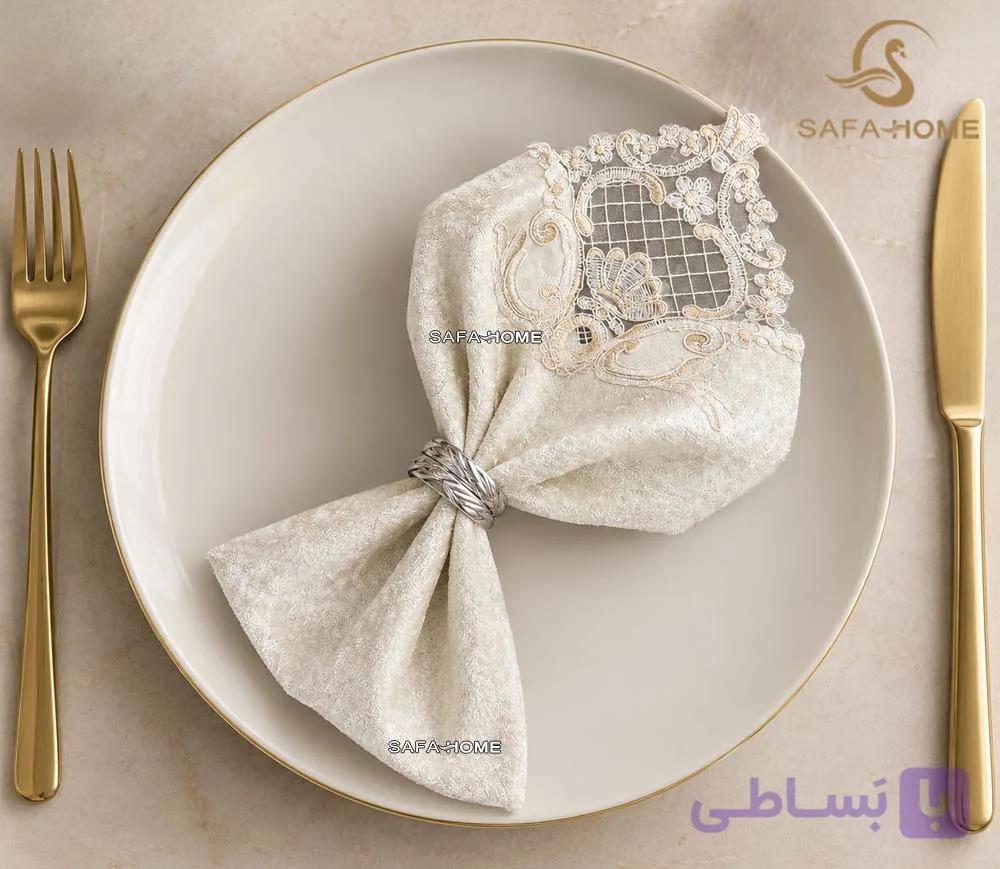 دستمال سفره مخمل مدل سلطنتی — تصویر 1