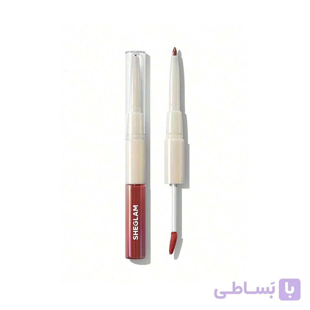 خط لب و لیپ گلاس دوطرفه شیگلم (SHEGLAM) رنگ judgey much — تصویر 1
